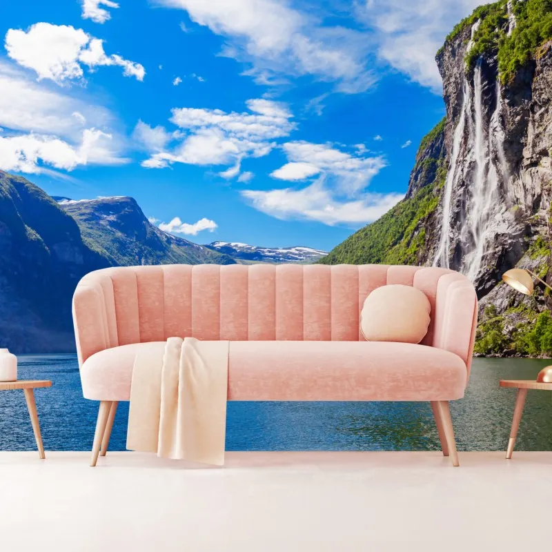 Fototapeta wodospad siedem sióstr nad Geirangerfjord