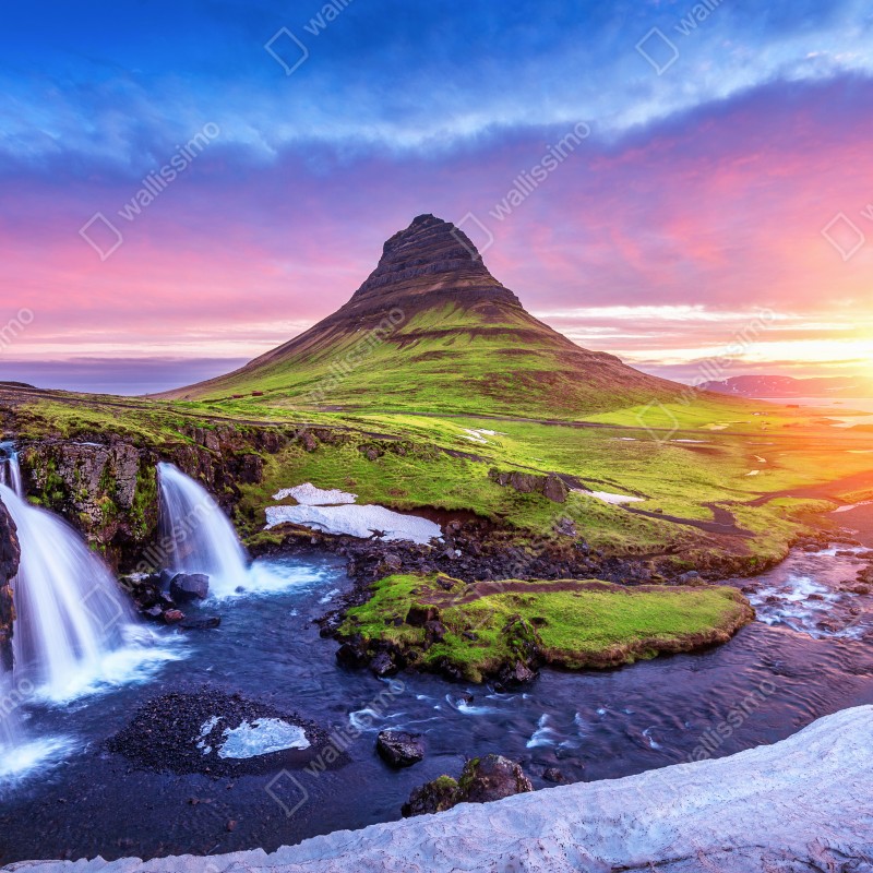 Fototapeta Kirkjufell o wschodzie słońca – Wallissimo® Fototapeta Kirkjufell o wschodzie słońca – Wallissimo®