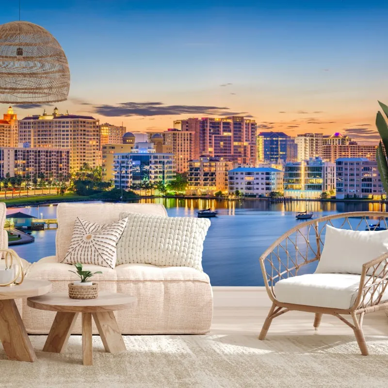 Fototapeta Sarasota o świcie nad zatoką – Wallissimo® Fototapeta Sarasota o świcie nad zatoką – Wallissimo®