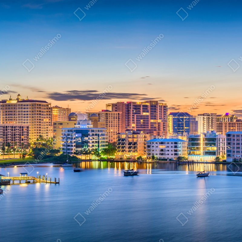 Fototapeta Sarasota o świcie nad zatoką – Wallissimo® Fototapeta Sarasota o świcie nad zatoką – Wallissimo®