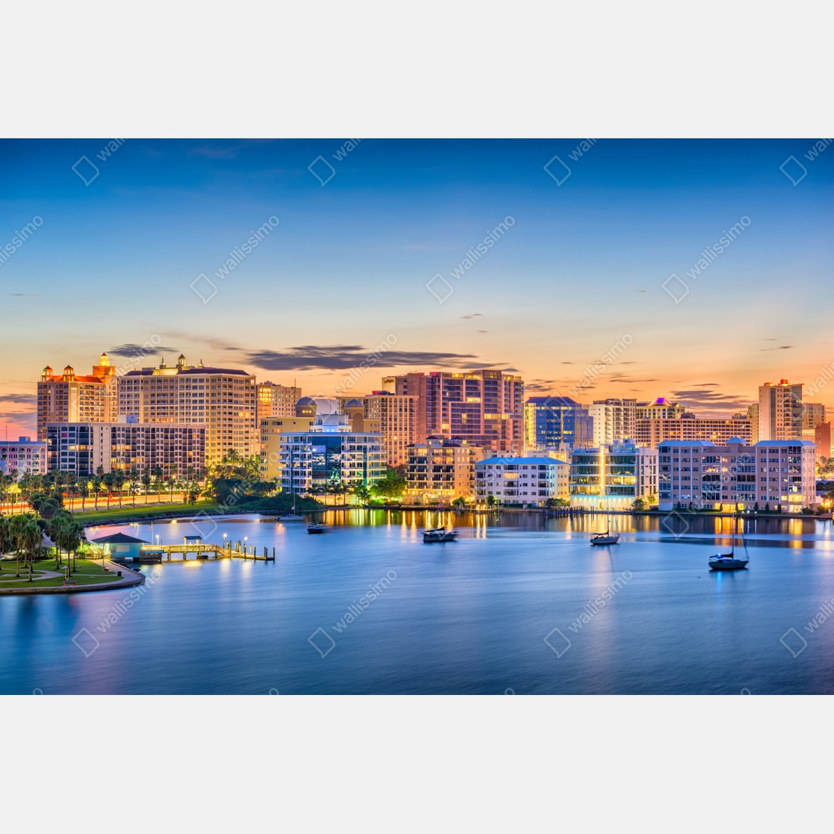 Fototapeta Sarasota o świcie nad zatoką – Wallissimo® Fototapeta Sarasota o świcie nad zatoką – Wallissimo®