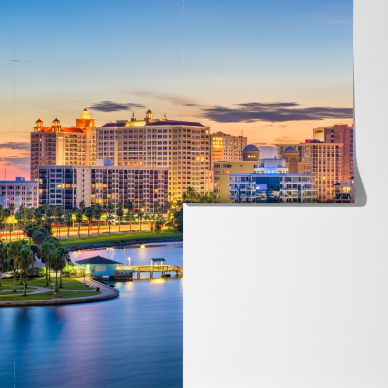 Fototapeta Sarasota o świcie nad zatoką – Wallissimo® Fototapeta Sarasota o świcie nad zatoką – Wallissimo®