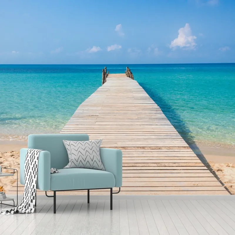 Fototapeta drewniany pomost nad turkusowym morzem – Wallissimo® Fototapeta drewniany pomost nad turkusowym morzem – Wallissimo®