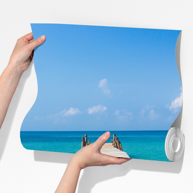 Fototapeta drewniany pomost nad turkusowym morzem – Wallissimo® Fototapeta drewniany pomost nad turkusowym morzem – Wallissimo®