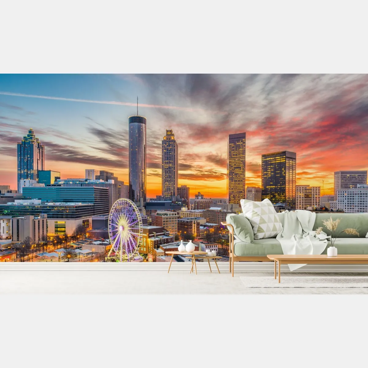 Fototapeta Atlanta panorama miasta przy zachodzie słońca – Wallissimo® Fototapeta Atlanta panorama miasta przy zachodzie słońca – Wallissimo®