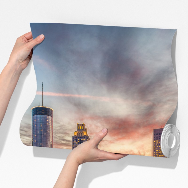 Fototapeta Atlanta panorama miasta przy zachodzie słońca – Wallissimo® Fototapeta Atlanta panorama miasta przy zachodzie słońca – Wallissimo®