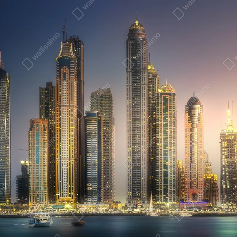 Fototapeta złota panorama miasta o zmierzchu – Wallissimo® Fototapeta złota panorama miasta o zmierzchu – Wallissimo®