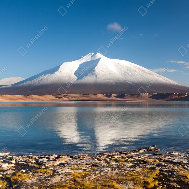 Fototapeta Laguna Verde odbicie w Atacama – Wallissimo® Fototapeta Laguna Verde odbicie w Atacama – Wallissimo®