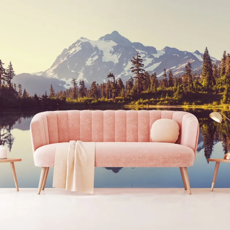 Fototapeta odbicie Mount Shuksan na górskim jeziorze – Wallissimo® Fototapeta odbicie Mount Shuksan na górskim jeziorze – Wallissimo®