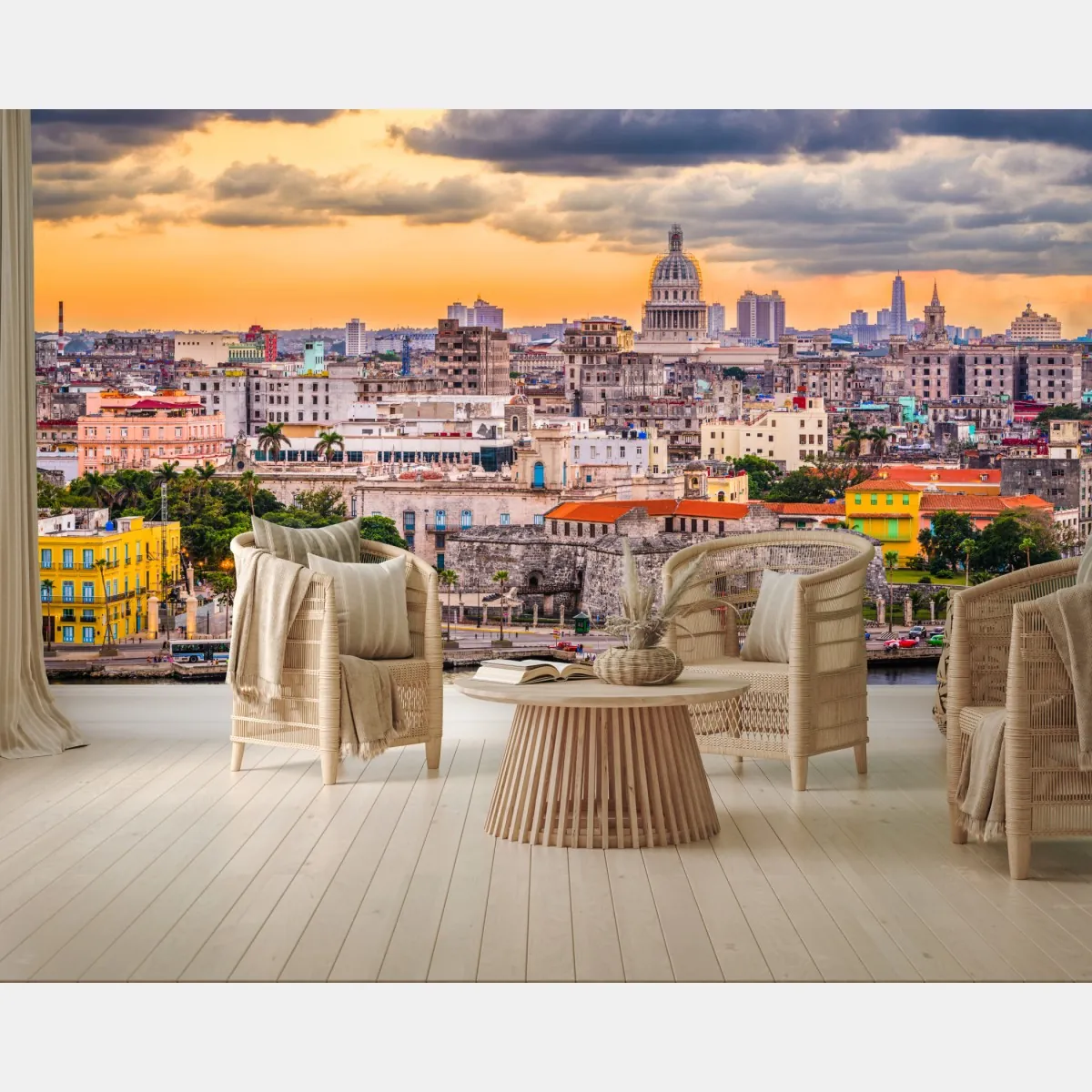 Fototapeta Hawana panorama miasta o zachodzie słońca – Wallissimo® Fototapeta Hawana panorama miasta o zachodzie słońca – Wallissimo®