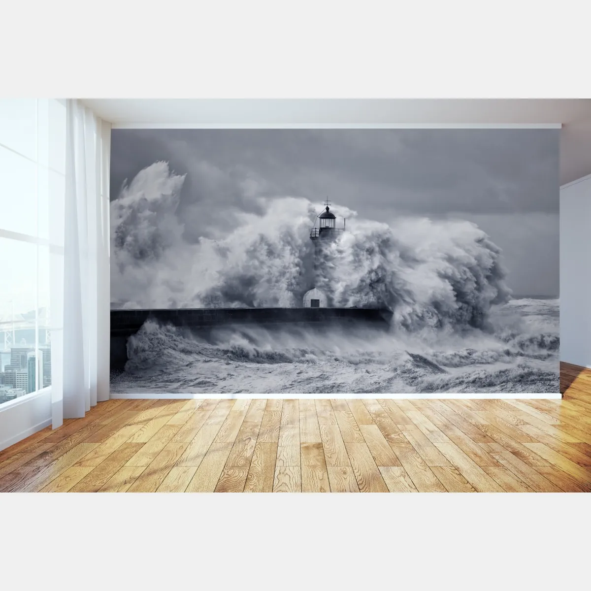 Fototapeta latarnia morska pochłonięta przez fale – Wallissimo® Fototapeta latarnia morska pochłonięta przez fale – Wallissimo®