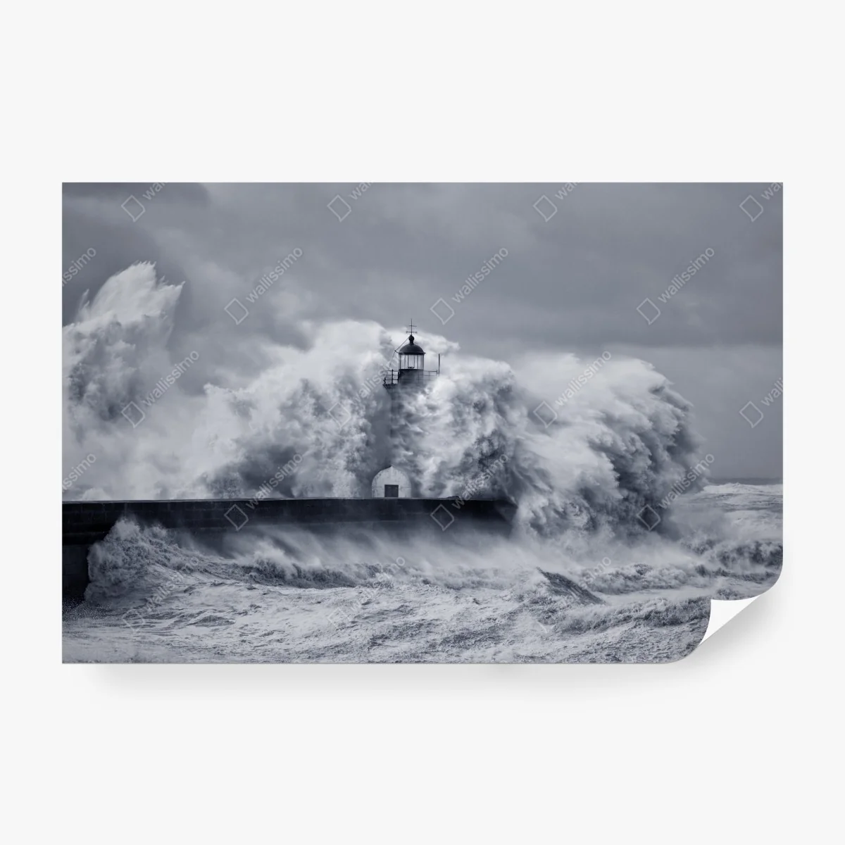 Fototapeta latarnia morska pochłonięta przez fale – Wallissimo® Fototapeta latarnia morska pochłonięta przez fale – Wallissimo®