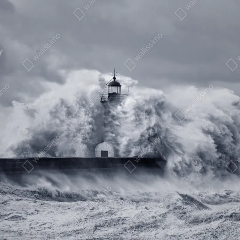 Fototapeta latarnia morska pochłonięta przez fale – Wallissimo® Fototapeta latarnia morska pochłonięta przez fale – Wallissimo®