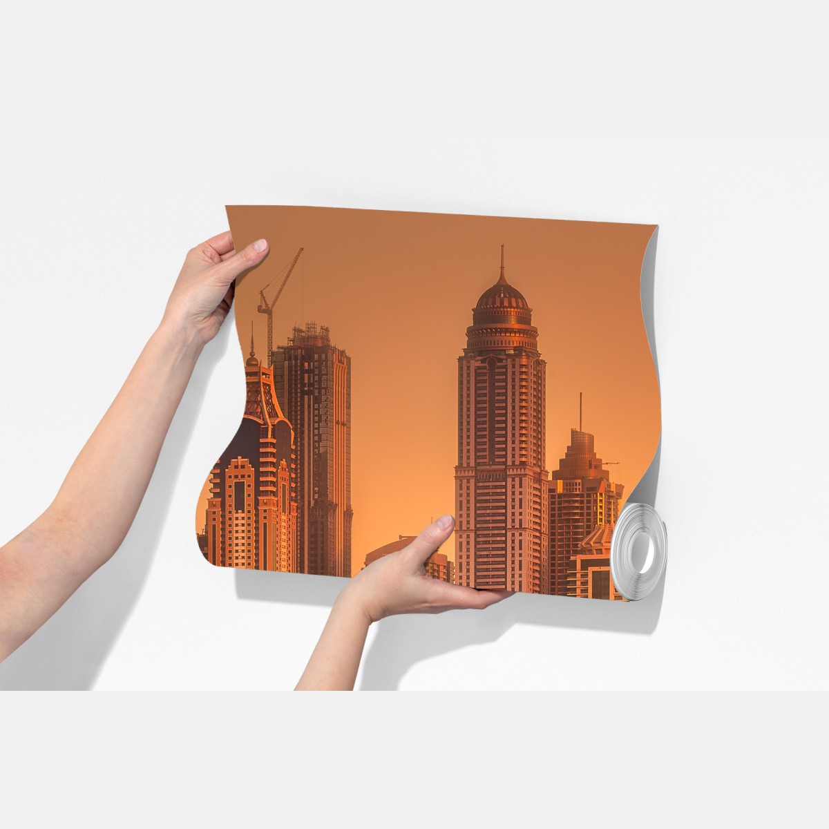 Fototapeta panorama Dubaju w złotym świetle – Wallissimo® Fototapeta panorama Dubaju w złotym świetle – Wallissimo®