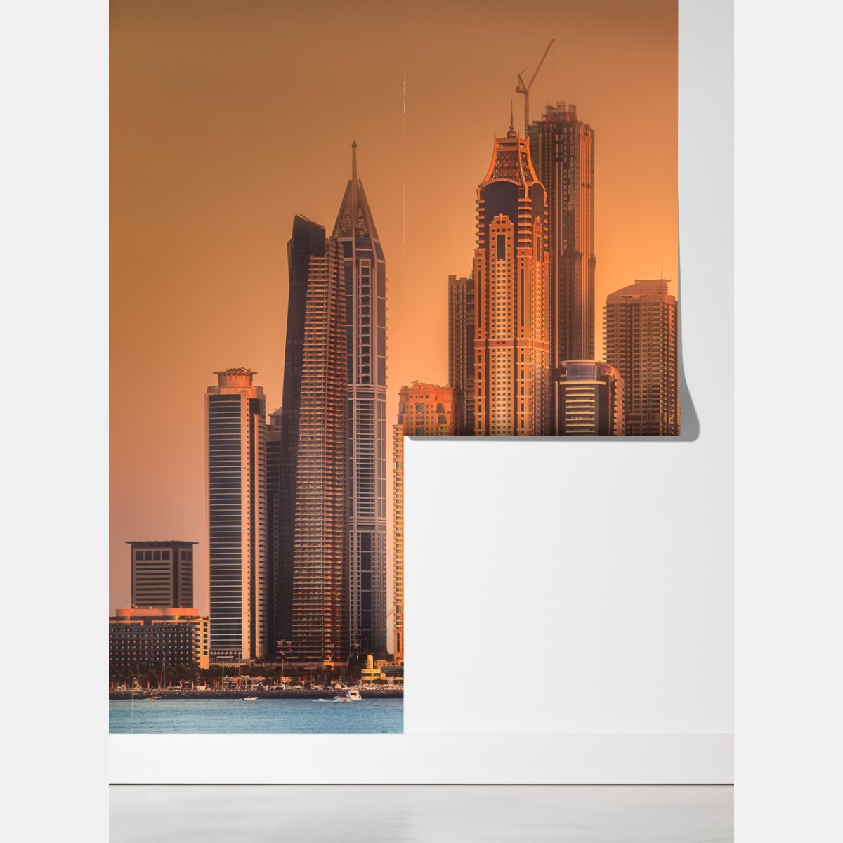 Fototapeta panorama Dubaju w złotym świetle – Wallissimo® Fototapeta panorama Dubaju w złotym świetle – Wallissimo®