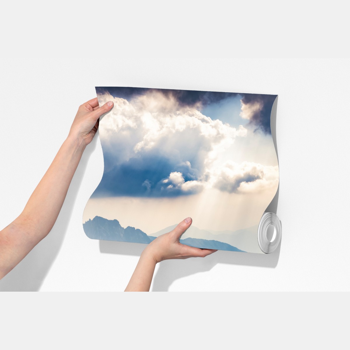 Fototapeta mglista sceneria górskich klifów z promieniami słońca – Wallissimo® Fototapeta mglista sceneria górskich klifów z promieniami słońca – Wallissimo®