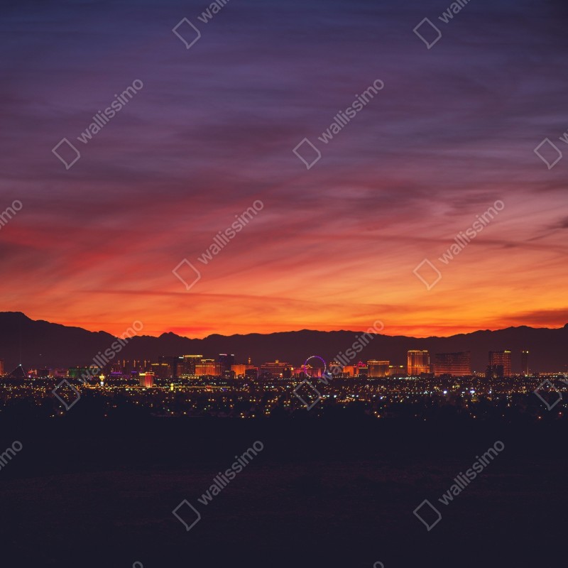 Fototapeta Las Vegas panorama o zmierzchu – Wallissimo® Fototapeta Las Vegas panorama o zmierzchu – Wallissimo®
