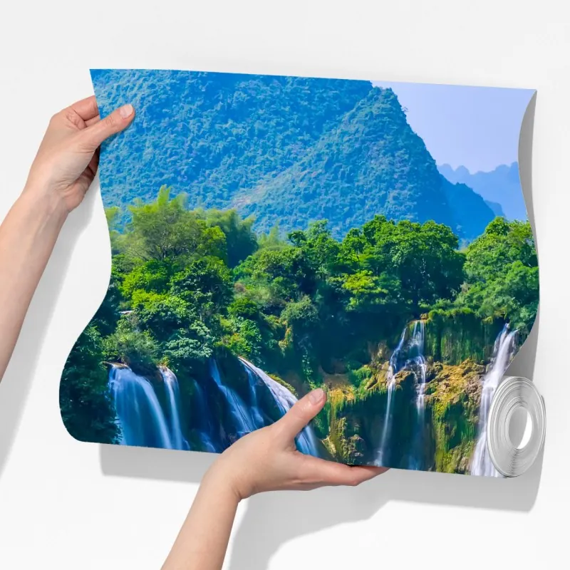 Fototapeta szmaragdowe kaskady wodospadów – Wallissimo® Fototapeta szmaragdowe kaskady wodospadów – Wallissimo®