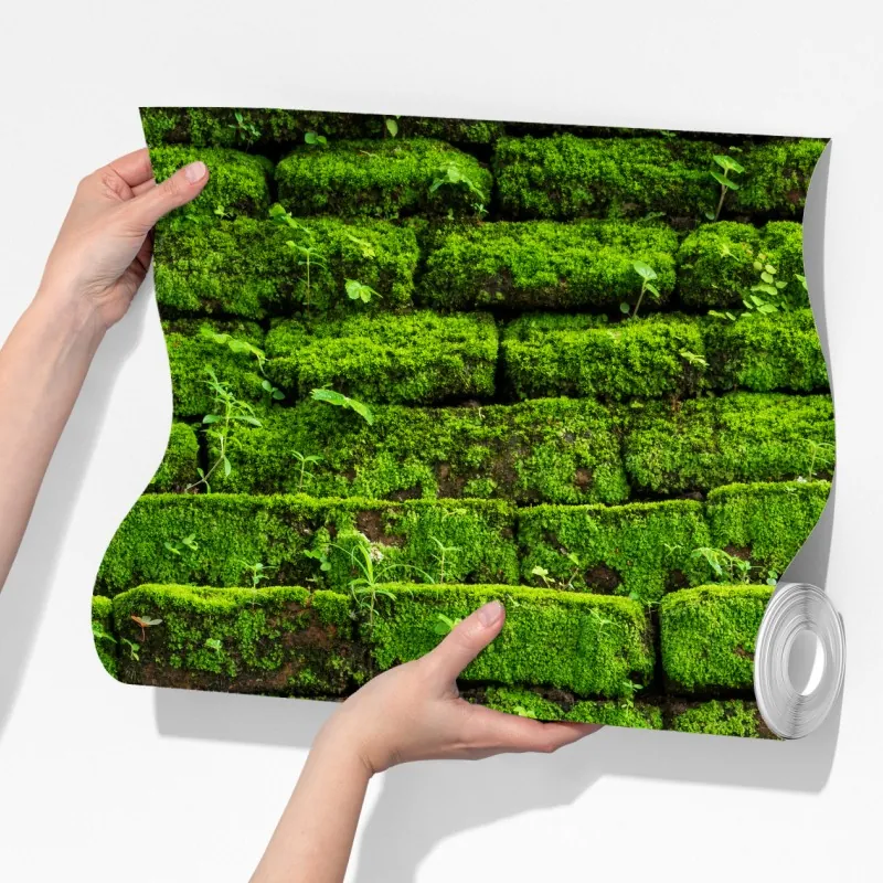 Fototapeta ściana z mchem na ceglanej strukturze – Wallissimo® Fototapeta ściana z mchem na ceglanej strukturze – Wallissimo®