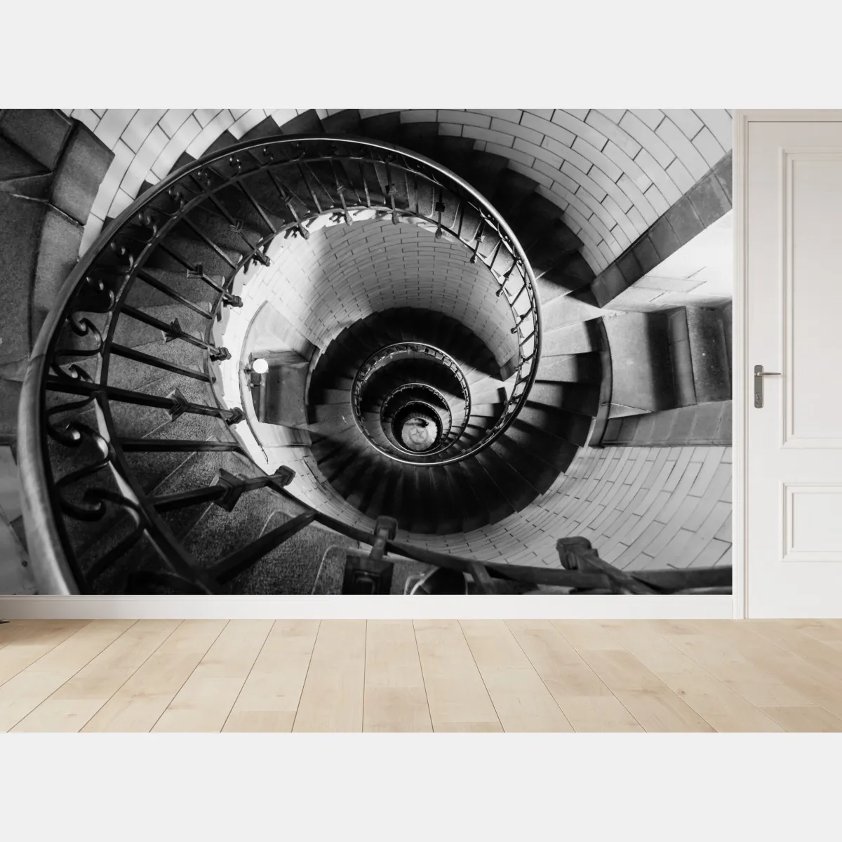 Fototapeta spiralne schody w monochromatycznej perspektywie – Wallissimo® Fototapeta spiralne schody w monochromatycznej perspektywie – Wallissimo®