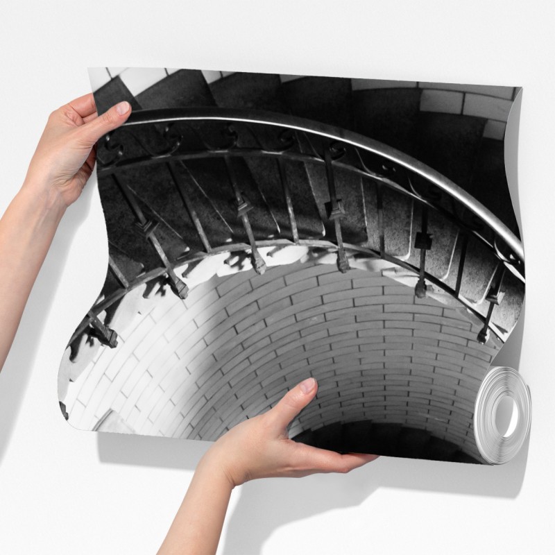 Fototapeta spiralne schody w monochromatycznej perspektywie – Wallissimo® Fototapeta spiralne schody w monochromatycznej perspektywie – Wallissimo®