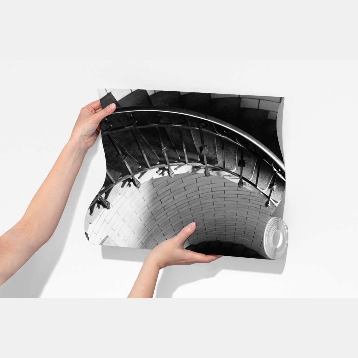 Fototapeta spiralne schody w monochromatycznej perspektywie – Wallissimo® Fototapeta spiralne schody w monochromatycznej perspektywie – Wallissimo®