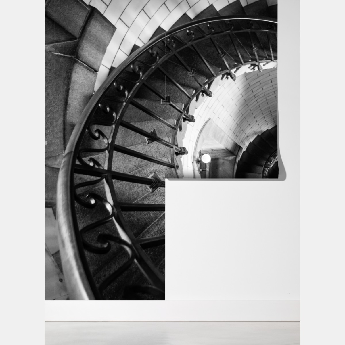 Fototapeta spiralne schody w monochromatycznej perspektywie – Wallissimo® Fototapeta spiralne schody w monochromatycznej perspektywie – Wallissimo®