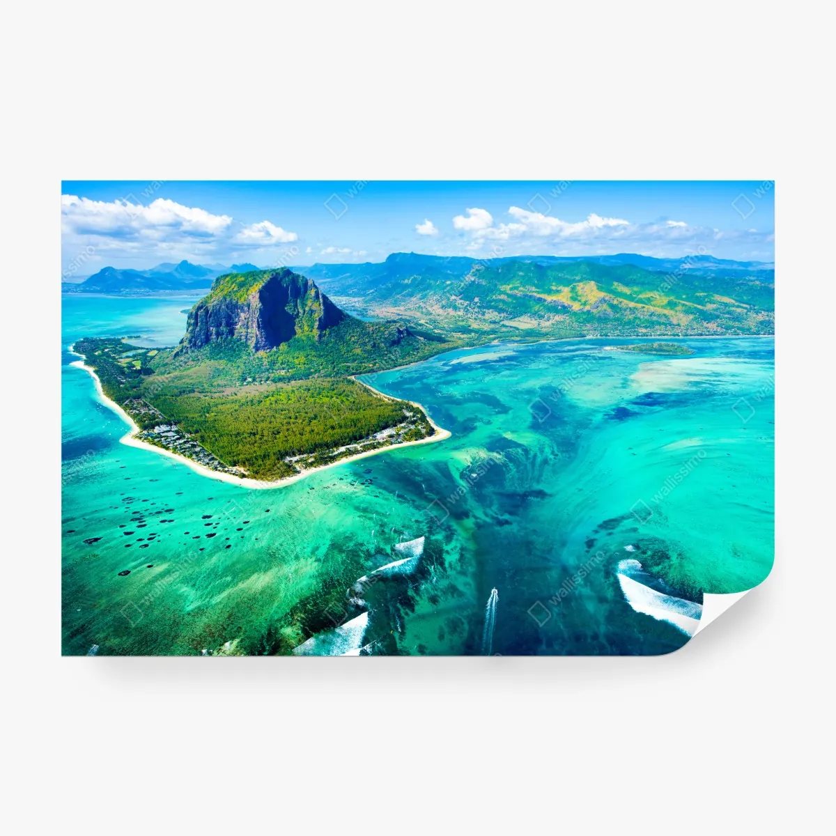 Fototapeta turkusowa laguna z lotu ptaka, Mauritius – Wallissimo® Fototapeta turkusowa laguna z lotu ptaka, Mauritius – Wallissimo®