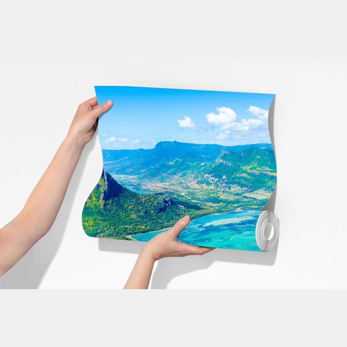 Fototapeta turkusowa laguna z lotu ptaka, Mauritius – Wallissimo® Fototapeta turkusowa laguna z lotu ptaka, Mauritius – Wallissimo®