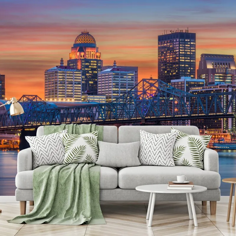 Fototapeta Louisville panorama o zachodzie słońca