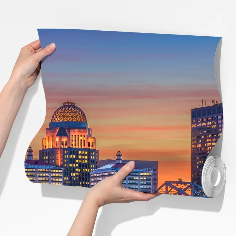Fototapeta Louisville panorama o zachodzie słońca – Wallissimo® Fototapeta Louisville panorama o zachodzie słońca – Wallissimo®