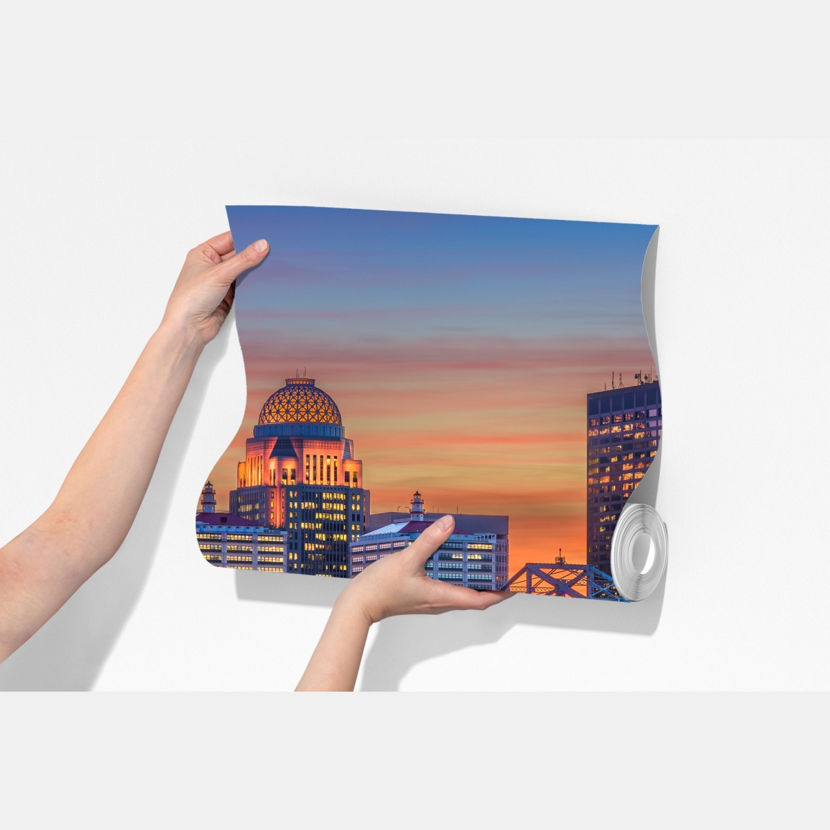 Fototapeta Louisville panorama o zachodzie słońca – Wallissimo® Fototapeta Louisville panorama o zachodzie słońca – Wallissimo®