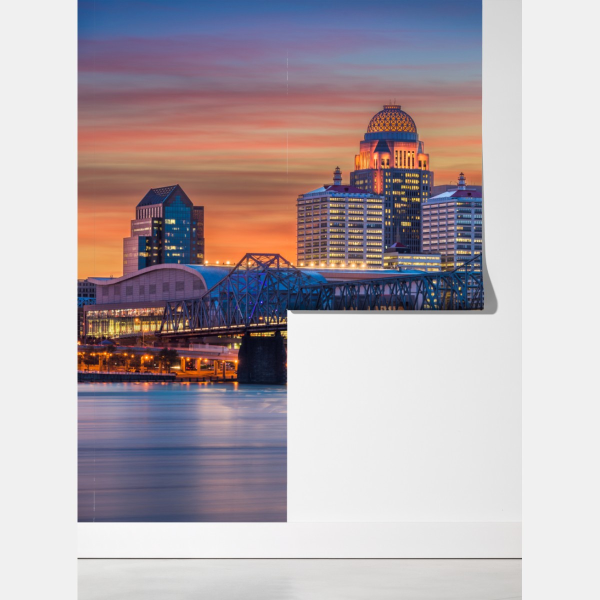 Fototapeta Louisville panorama o zachodzie słońca – Wallissimo® Fototapeta Louisville panorama o zachodzie słońca – Wallissimo®