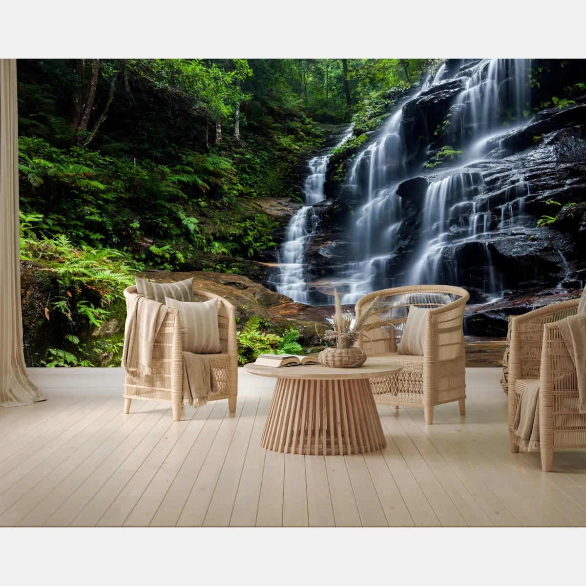 Fototapeta spokojny wodospad w lesie – Wallissimo® Fototapeta spokojny wodospad w lesie – Wallissimo®