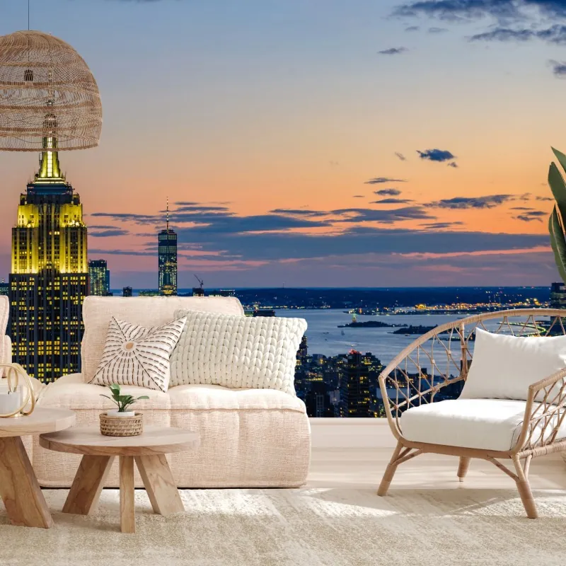 Fototapeta panorama Nowego Jorku o zmierzchu – Wallissimo® Fototapeta panorama Nowego Jorku o zmierzchu – Wallissimo®