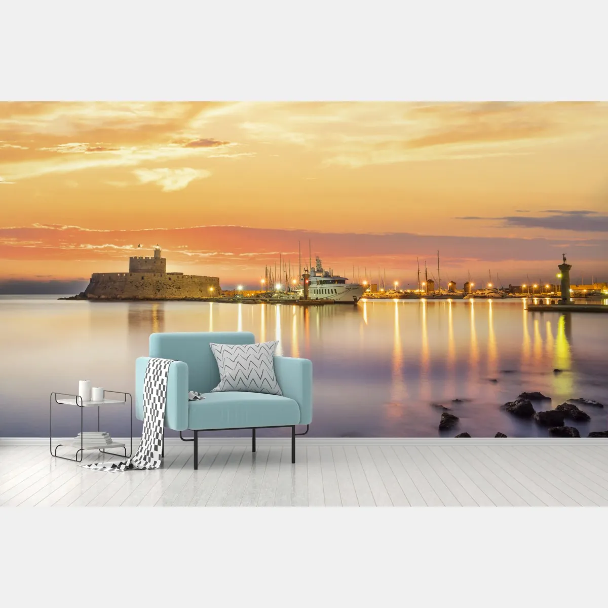 Fototapeta twierdza Agios Nikolaos w porcie Mandraki, Rodos – Wallissimo® Fototapeta twierdza Agios Nikolaos w porcie Mandraki, Rodos – Wallissimo®