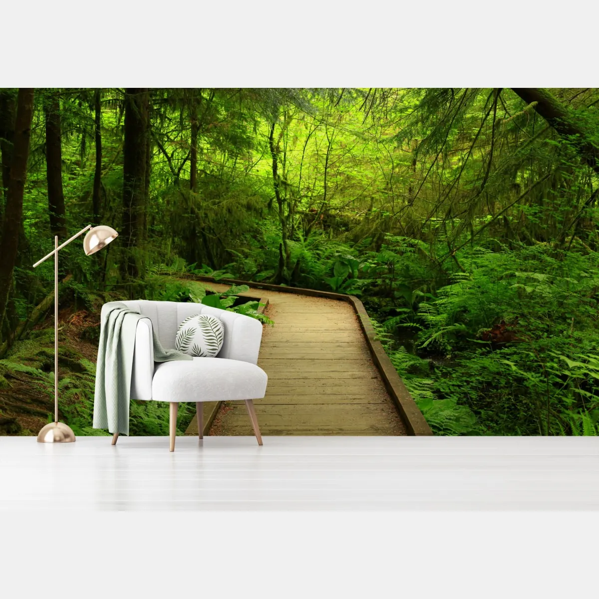 Fototapeta spokojna zielona kładka leśna – Wallissimo® Fototapeta spokojna zielona kładka leśna – Wallissimo®