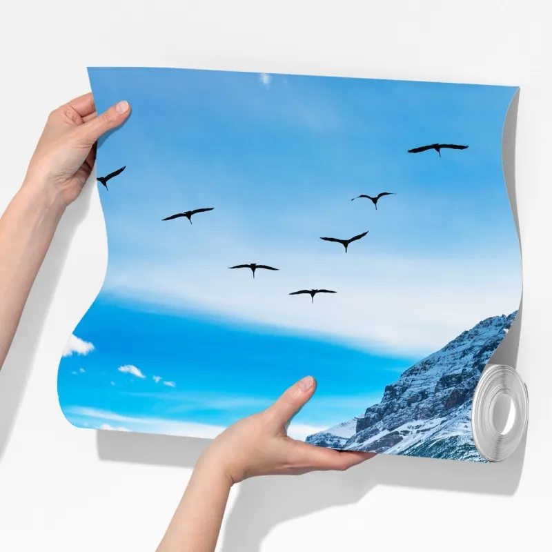 Fototapeta jesienne jezioro górskie z ptakami – Wallissimo® Fototapeta jesienne jezioro górskie z ptakami – Wallissimo®