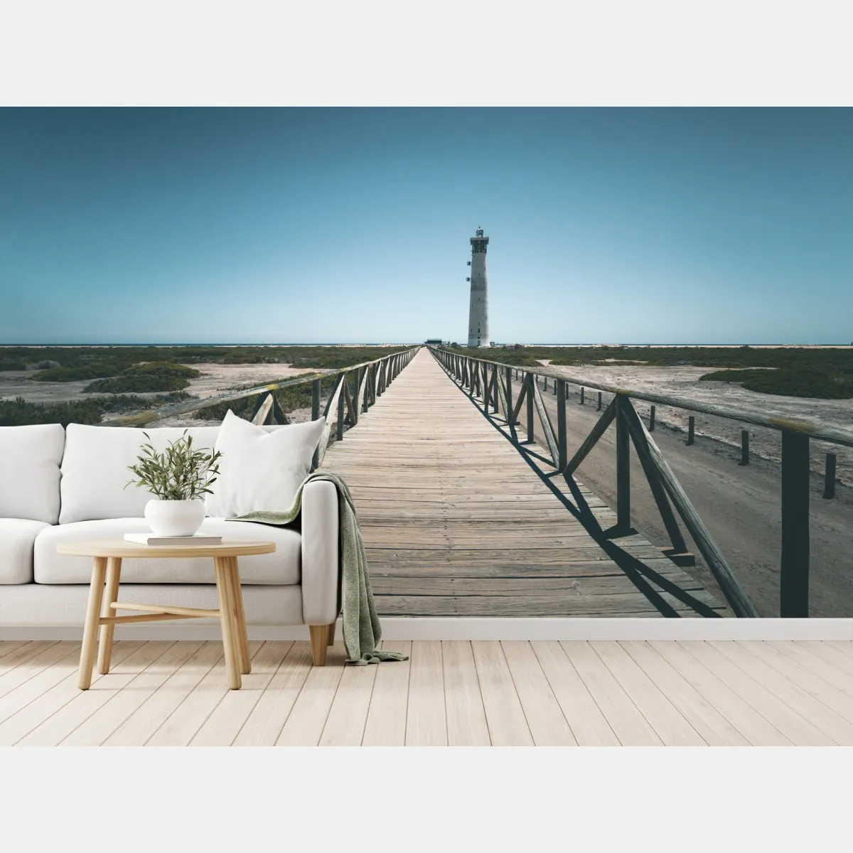 Fototapeta latarnia morska na końcu pomostu – Wallissimo® Fototapeta latarnia morska na końcu pomostu – Wallissimo®