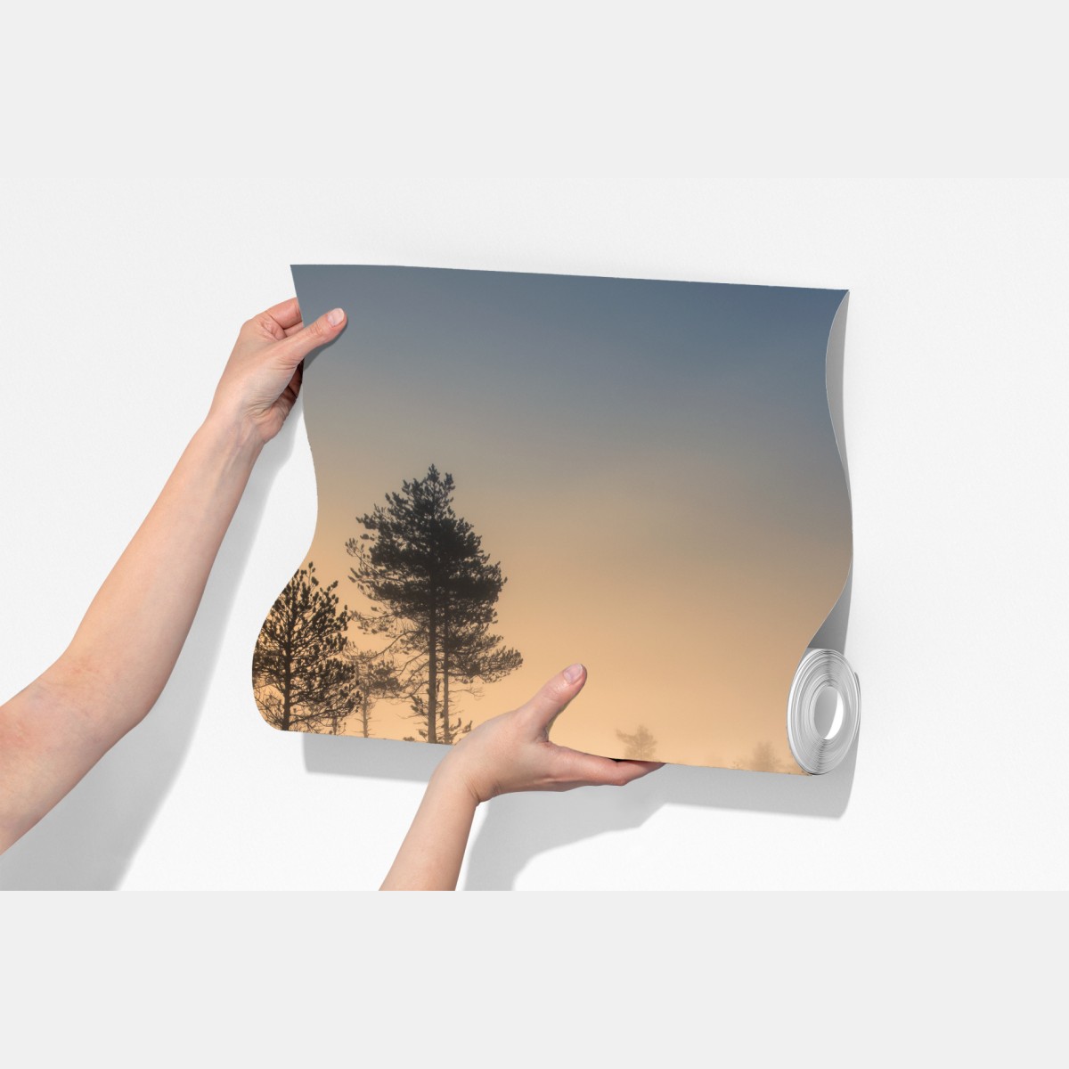 Fototapeta mglisty wschód słońca nad drewnianą kładką – Wallissimo® Fototapeta mglisty wschód słońca nad drewnianą kładką – Wallissimo®