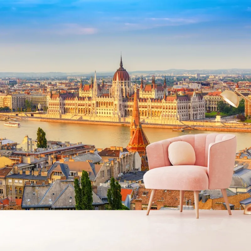 Fototapeta Budapeszt panorama z parlamentem nad Dunajem