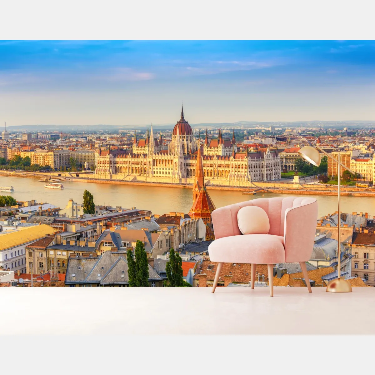 Fototapeta Budapeszt panorama z parlamentem nad Dunajem – Wallissimo® Fototapeta Budapeszt panorama z parlamentem nad Dunajem – Wallissimo®