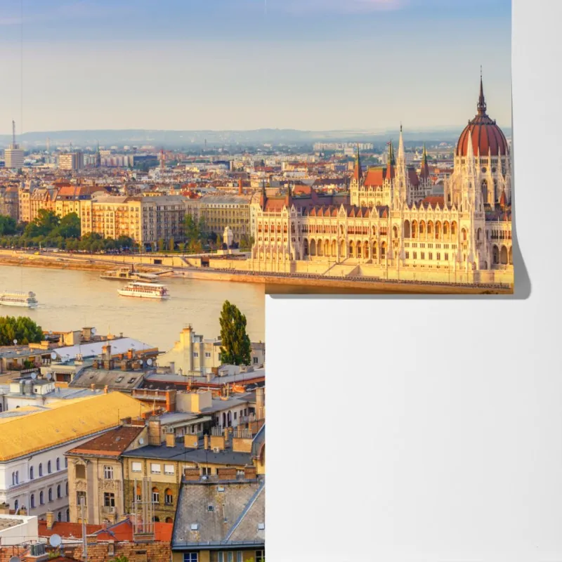Fototapeta Budapeszt panorama z parlamentem nad Dunajem – Wallissimo® Fototapeta Budapeszt panorama z parlamentem nad Dunajem – Wallissimo®