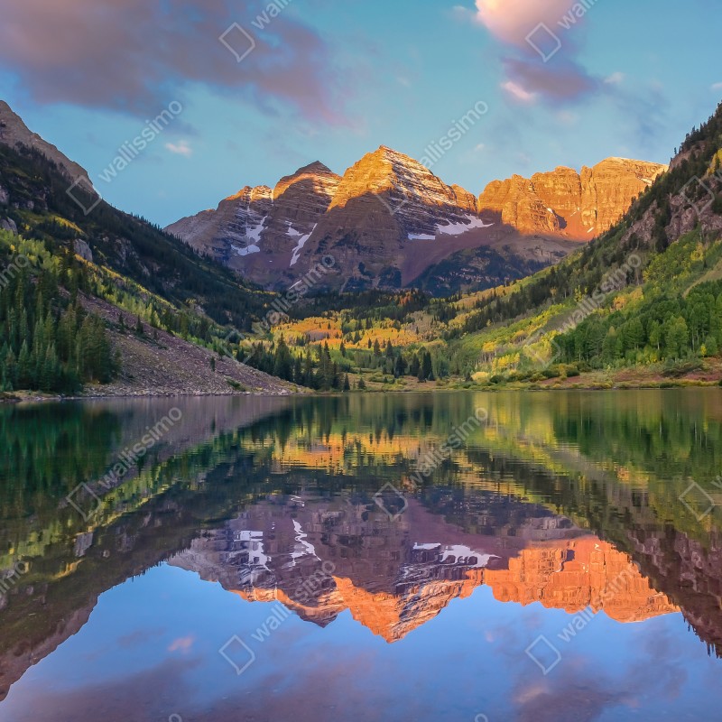 Fototapeta wschód słońca nad Maroon Bells – Wallissimo® Fototapeta wschód słońca nad Maroon Bells – Wallissimo®