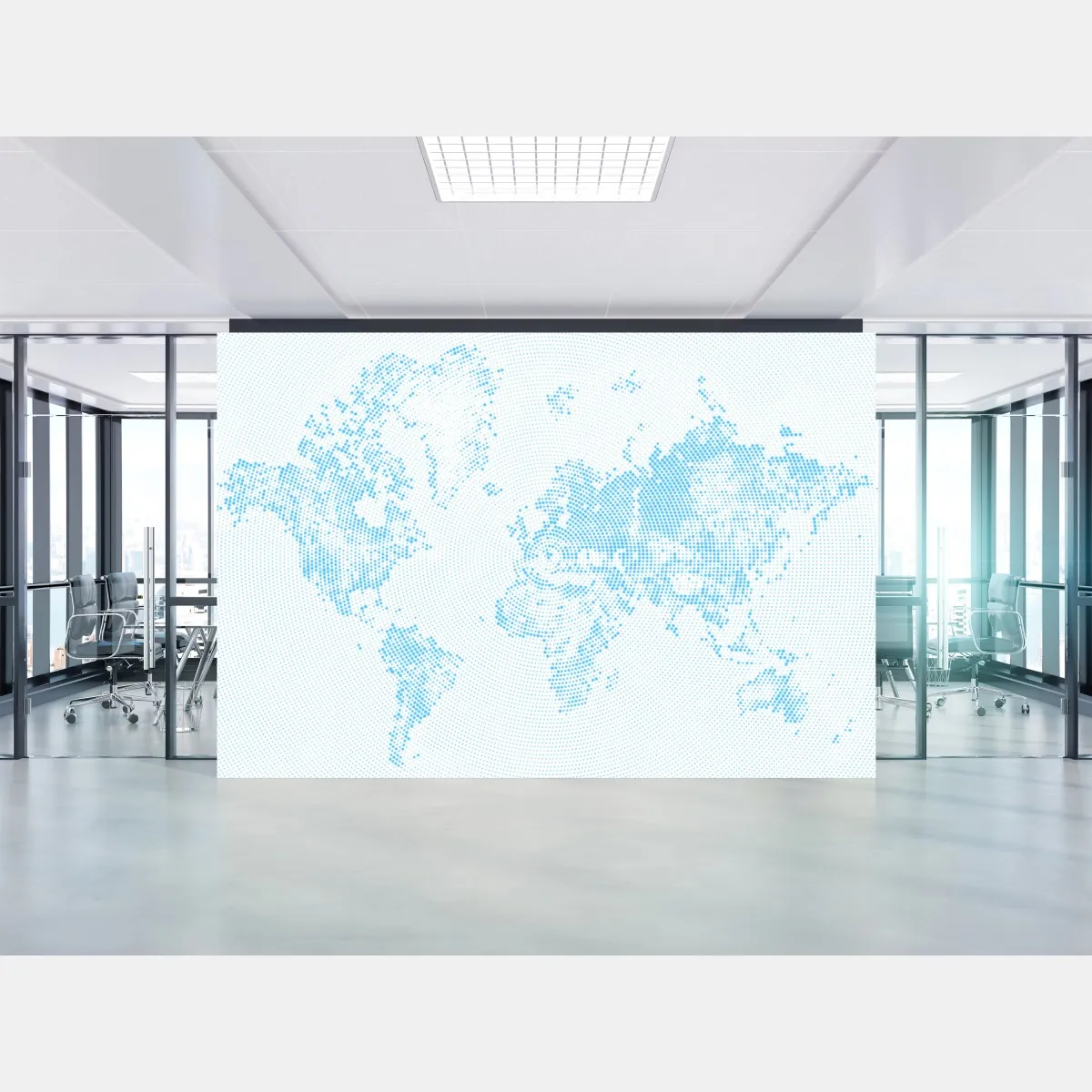 Fototapeta turkusowa mapa świata w stylu półtonowym – Wallissimo® Fototapeta turkusowa mapa świata w stylu półtonowym – Wallissimo®