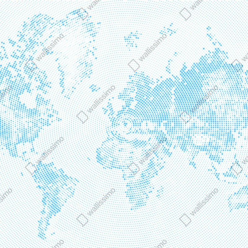 Fototapeta turkusowa mapa świata w stylu półtonowym – Wallissimo® Fototapeta turkusowa mapa świata w stylu półtonowym – Wallissimo®