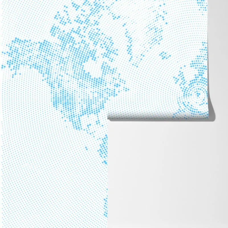 Fototapeta turkusowa mapa świata w stylu półtonowym – Wallissimo® Fototapeta turkusowa mapa świata w stylu półtonowym – Wallissimo®