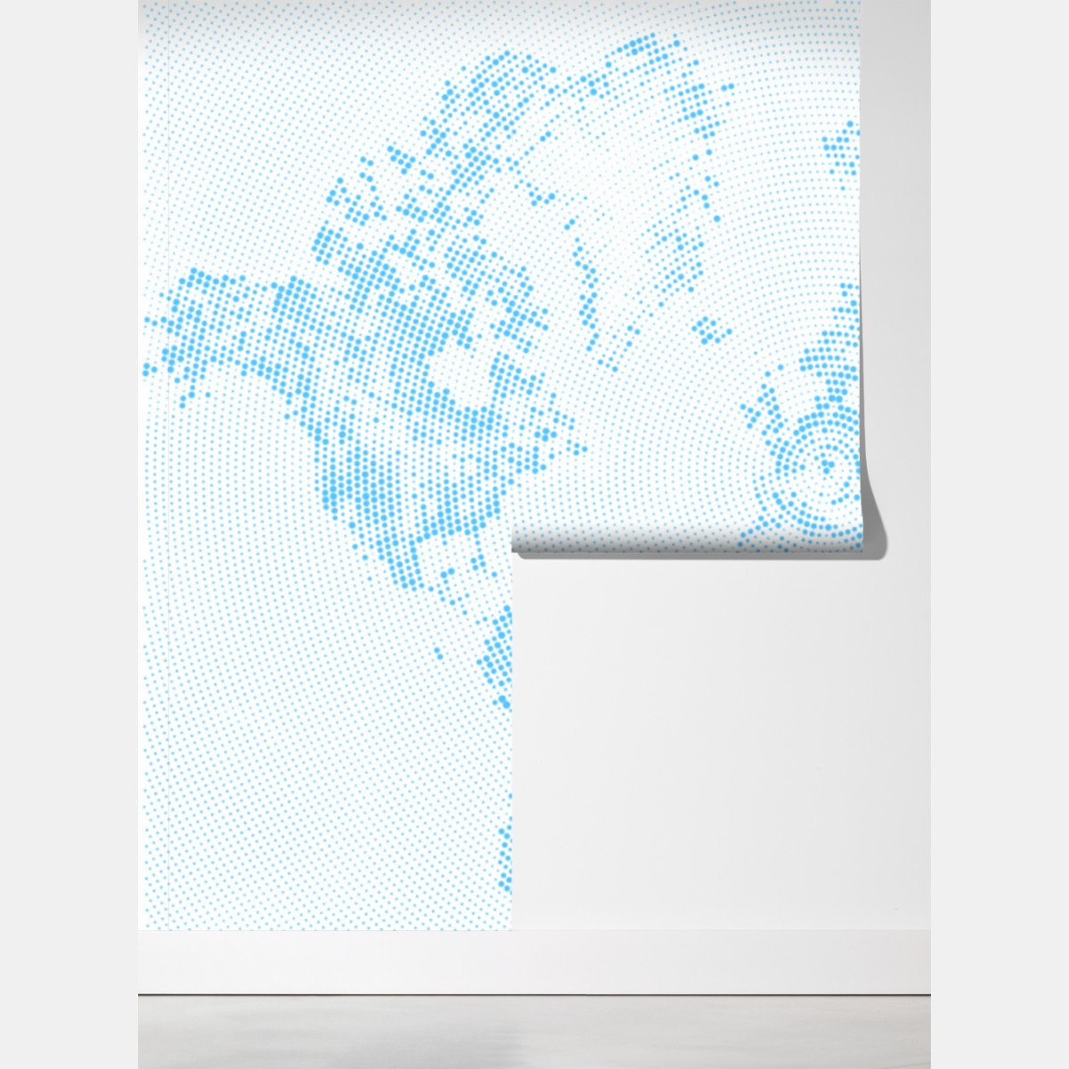 Fototapeta turkusowa mapa świata w stylu półtonowym – Wallissimo® Fototapeta turkusowa mapa świata w stylu półtonowym – Wallissimo®