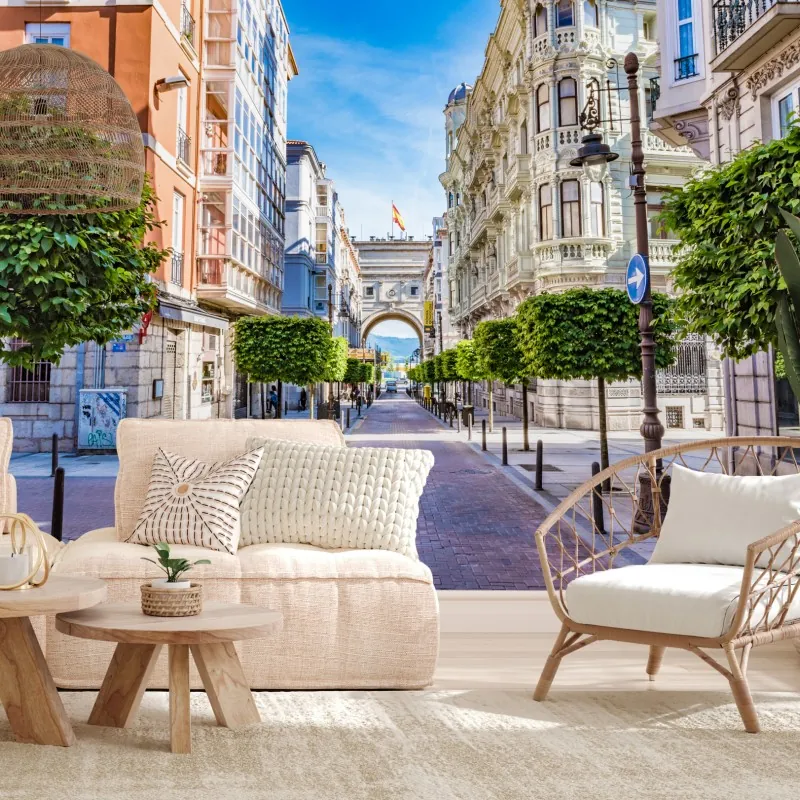 Fototapeta Santander ulica miejska z zabytkowym łukiem