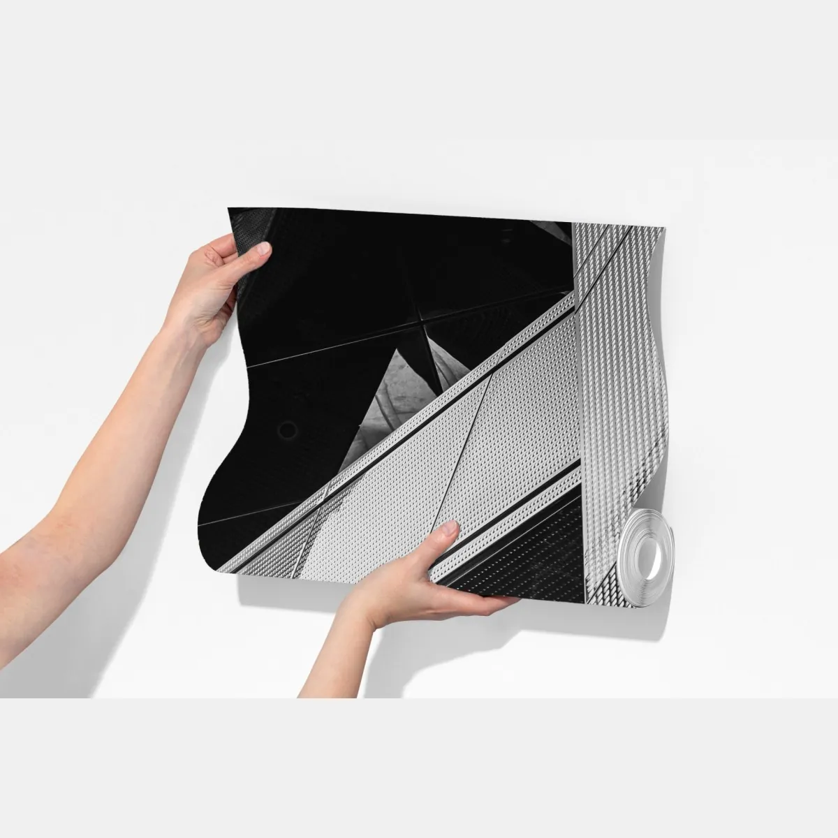 Fototapeta geometryczna fasada w monochromie – Wallissimo® Fototapeta geometryczna fasada w monochromie – Wallissimo®